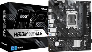 Mainboard|ASROCK|Intel H610|LGA1700|Micro-ATX|Memory DDR4|Memory slots 2|1xPCI-Express 3.0 1x|1xPCI-Express 4.0 16x|1xM.2|2xHDMI|4xUSB 2.0|2xUSB 3.2|1xPS/2|1xRJ45|3xAudio port|H610M-H2/M.2