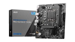 Mainboard|MSI|Intel H610|LGA1700|MicroATX|Memory DDR4|Memory slots 2|1xPCI-Express 1x|1xPCI-Express 16x|1xM.2|1x15pin D-sub|1xHDMI|4xUSB 2.0|2xUSB 3.2|1xPS/2|1xRJ45|3xAudio port|PROH610M-EDDR4