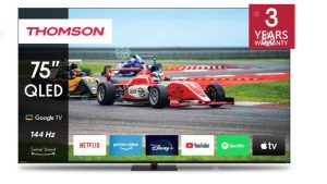 TV Set|THOMSON|75"|4K/Smart|QLED|3840x2160|Wireless LAN|Bluetooth|Google TV|Black|75QG7C14