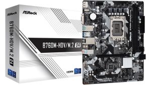 Mainboard|ASROCK|Intel B760 Express|LGA1700|Micro-ATX|Memory DDR4|Memory slots 2|2xPCI-Express 3.0 1x|1xPCI-Express 4.0 16x|2xM.2|1x15pin D-sub|1xHDMI|1xDisplayPort|2xUSB 2.0|3xUSB 3.2|1xUSB-C|1xPS/2|1xRJ45|3xAudio port|B760M-HDV/M.2D4