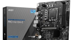 Mainboard|MSI|Intel H610|LGA1700|Micro-ATX|Memory DDR5|Memory slots 2|1xPCI-Express 1x|1xPCI-Express 16x|1xM.2|1x15pin D-sub|1xHDMI|4xUSB 2.0|2xUSB 3.2|1xPS/2|1xRJ45|3xAudio port|PROH610M-E