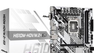 Mainboard|ASROCK|Intel H610|LGA1700|Micro-ATX|Memory DDR5|Memory slots 2|1xPCI-Express 3.0 1x|1xPCI-Express 4.0 16x|1xM.2|1x15pin D-sub|1xHDMI|1xDisplayPort|1xAudio-In|1xAudio-Out|1xMicrophone|4xUSB 2.0|1xUSB 3.2|1xUSB-C|1xPS/2|1xRJ45|H610M-HDV/M.2+D5