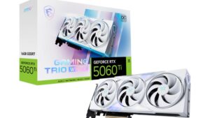 Graphics Card|MSI|NVIDIA GeForce RTX 5060 Ti|16 GB|GDDR7|128 bit|PCIE 5.0 16x|Triple slot Fansink|1xHDMI|3xDisplayPort|5060TI16GGAMTRIOOCWHITE