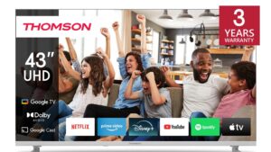 TV Set|THOMSON|43"|4K/Smart|QLED|3840x2160|Google TV|White|43UG4S14W